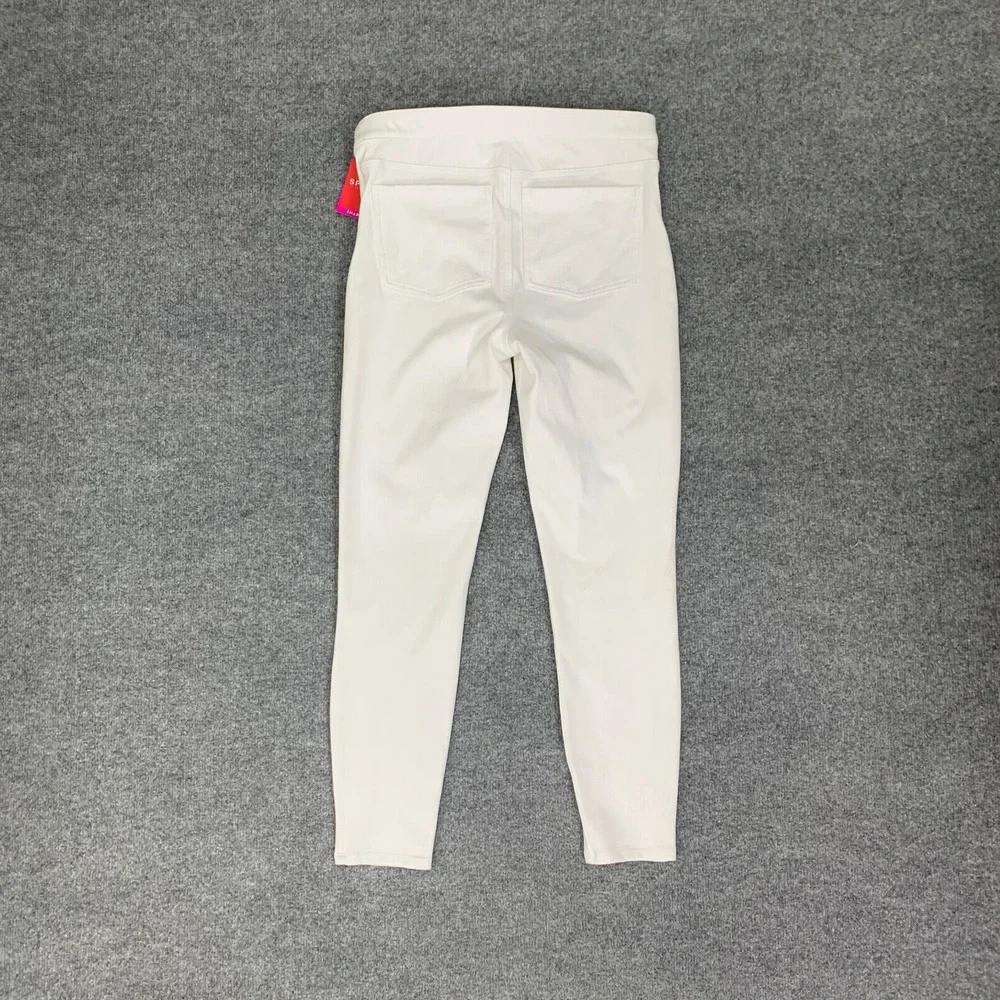 Spanx Leggings Womens L Large Green White Cropped Knit Ankle Skinny Stretch